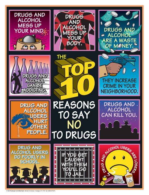 Top 10 Reasons to Say No to Drugs Poster