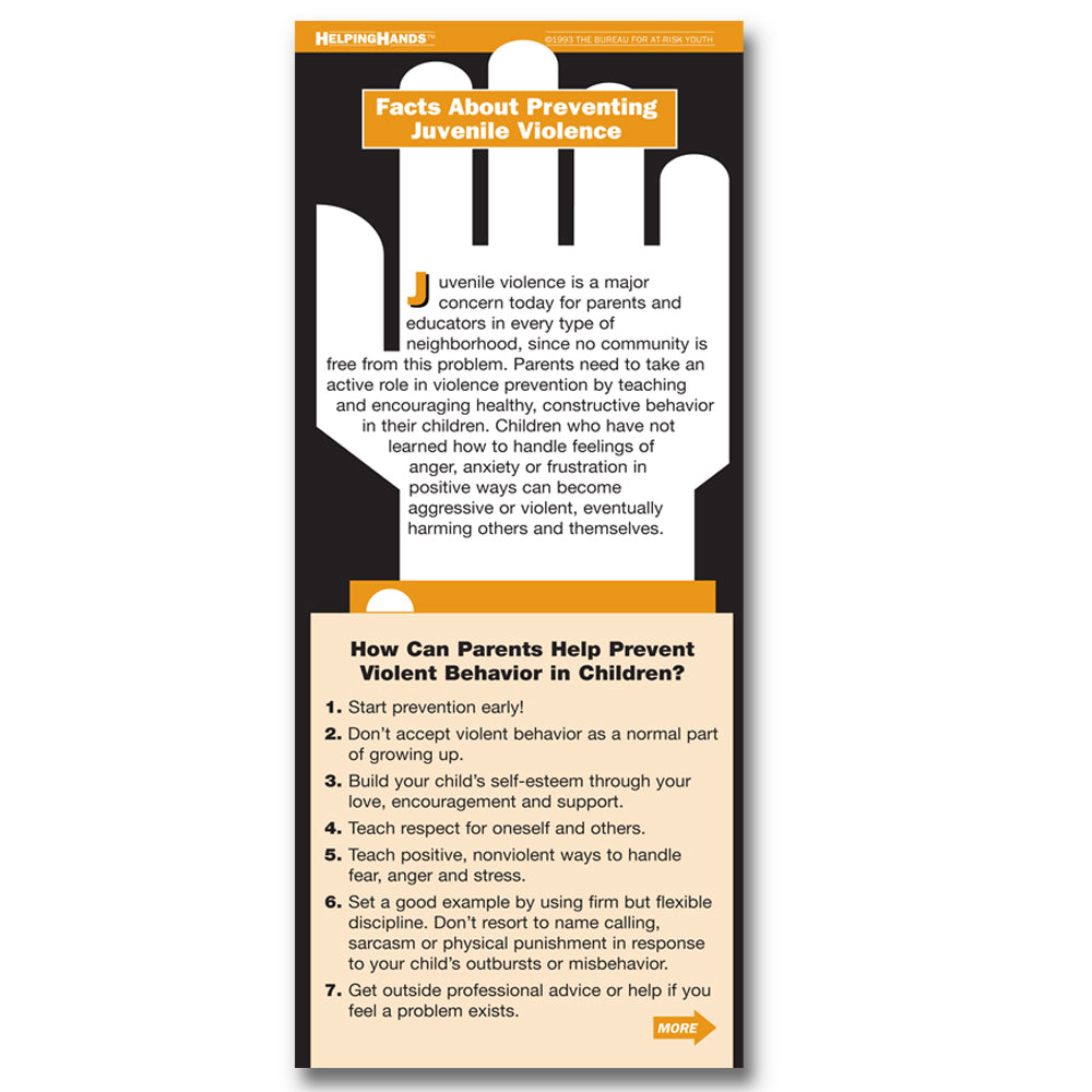 Helping Hands Card: (25 pack) Facts About Preventing Juvenile Violence