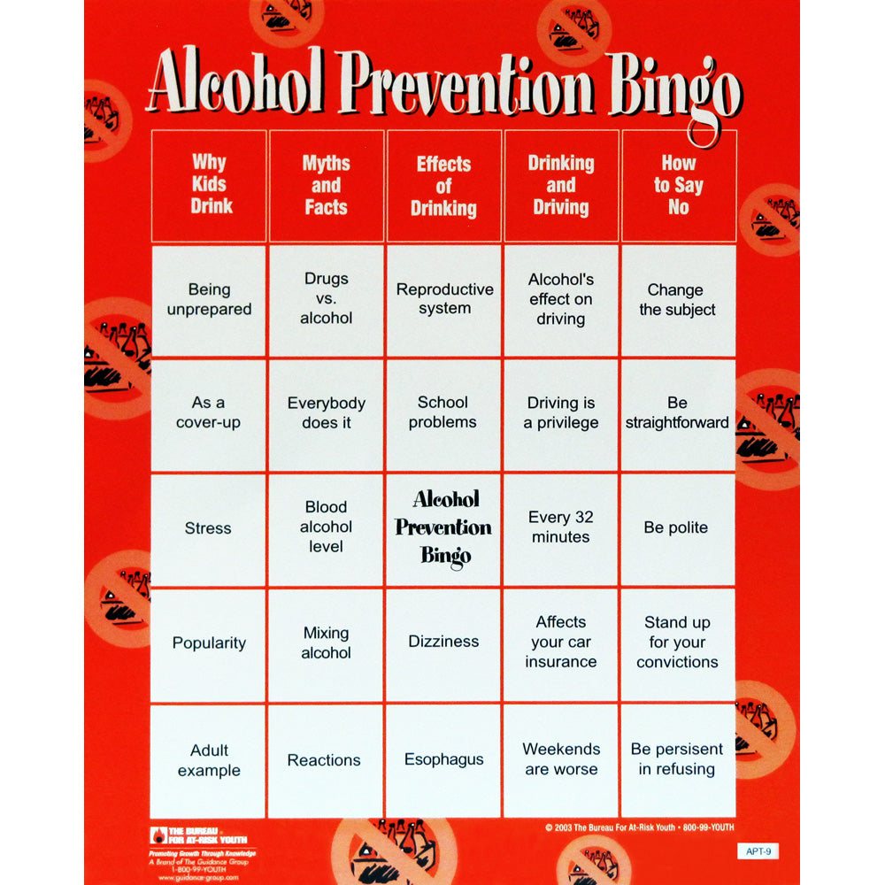 Jeu de bingo sur la prévention de l'alcool — Le Bureau pour les jeunes à  risque