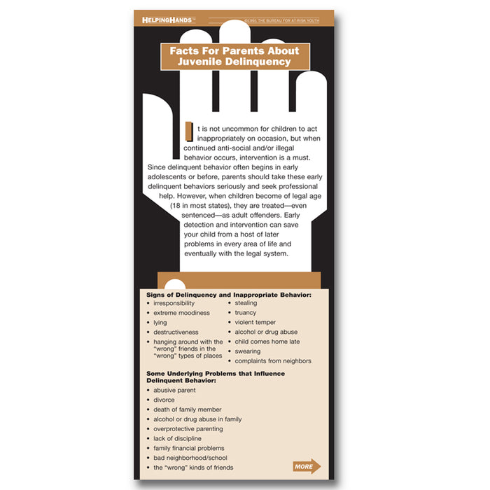 Helping Hands Card: (25 pack) Facts for Parents About Juvenile Delinquency