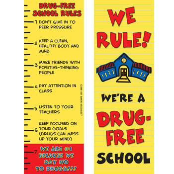 We Rule! We're A Drug Free School Bookmark 50 pack